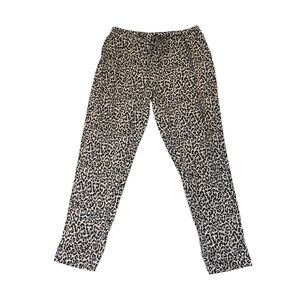 Jessica Simpson Jogger Women M Medium Beige Animal Print Drawstring Waist Cuffed